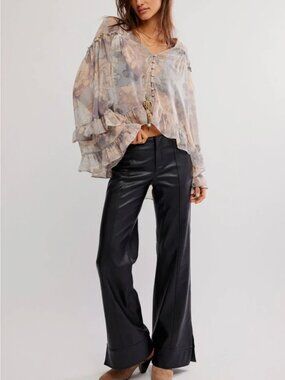 FREE PEOPLE NWT Glow Up Vegan Pants / Black